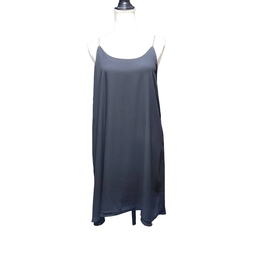 Francesca's Slip Dress Women's Size M NWT Black Mini Scoop Neck Minimalist